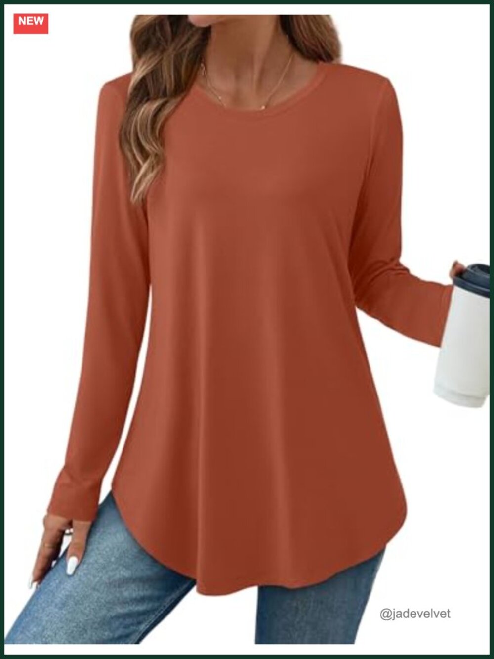 Women's Long Sleeve Tunic Top Crew Neck Blouse for Leggings